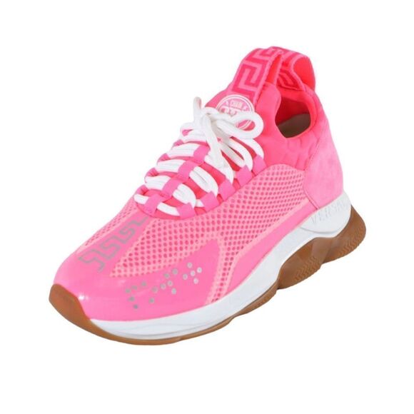 Versace Chain Reaction Neon Pink Sneakers Women's Size 38.5 - Picture 1 of 12